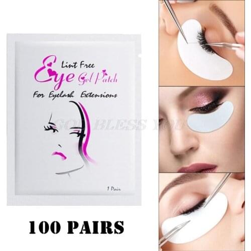 100 Pairs Eyelash Extension Patch Under Gel Eyelash Pads Eye Tips Sticker Wraps Lint Free Patches Make Up Tools Eyes Masks