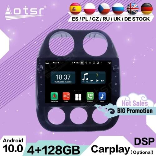 128G Carplay Multimedia Android For Jeep Compass 2010 2011 2012 2013 2014 2015 2016 GPS Navigation Auto Radio Receiver Head Unit