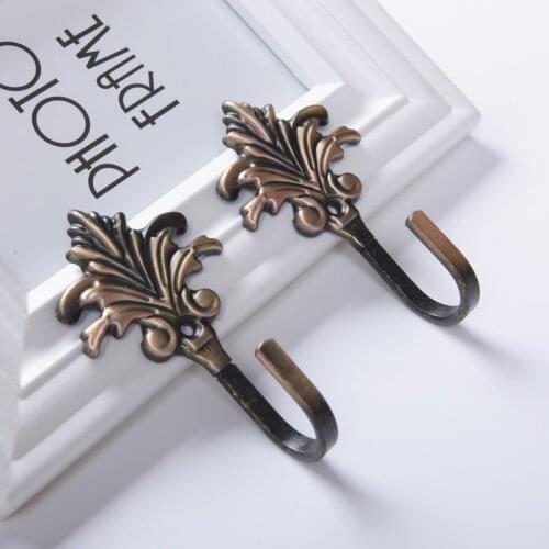 2PCS Vintage Hooks For Clothes Coat Hat Bag Towel Hanger Metal Curtain Hooks Bathroom Wall Hook Tiebacks