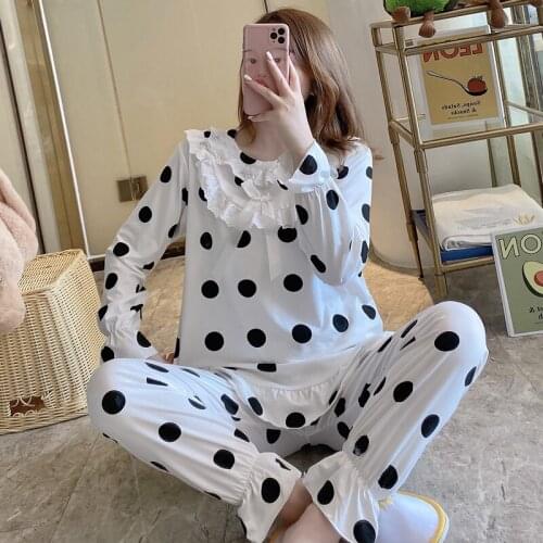 2020 Autumn Sweet Lace Princess Long Sleeve Pajama Sets for Women Sleepwear Suit Pyjama Femme Homewear Pijama Mujer Home Clothes