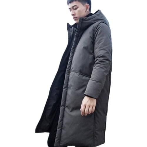 2021 Thick Winter Mens White Down Jacket Brand Clothing Hooded Black Gary Long Warm White Duck Down Coat Male Puffer Coats M-3XL