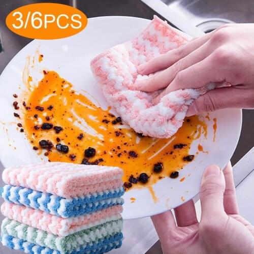 3/6PCS/lot Cleaning Cloths 30*30cm Microfiber Oil Free Washing Dish Towel Home Kitchen Tools Absorbent Towel Cleaning Cloth Wipe