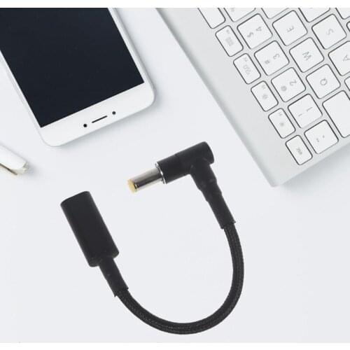 5.5 x 1.7 mm Male Power Charging Cable 100W PD USB Type C Female Input to 90 Degree for Laptop