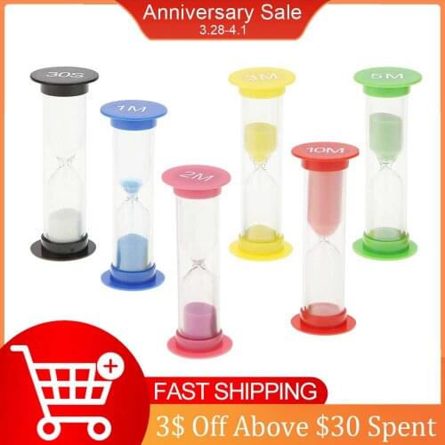 6pcs Creative Plastic Hourglasses Sandglass Timer Children Time Toys Gift Home Decoration 0.5/1/2/3/5/10 minutes Hourglass New
