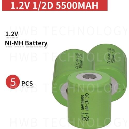 5 PCS/lot brand new Original New 1.2V 1/2D type 5000mAh High Capacity 1/2 D Ni-MhNi Mh Rechargeable Battery Free Shipping