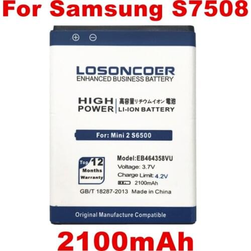 LOSONCOER 2100mAh EB464358VU Battery For Samsung Galaxy Y Duos S6102 Mini 2 S6500 S6802 Galaxy Ace Plus S7500 S7508 Battery