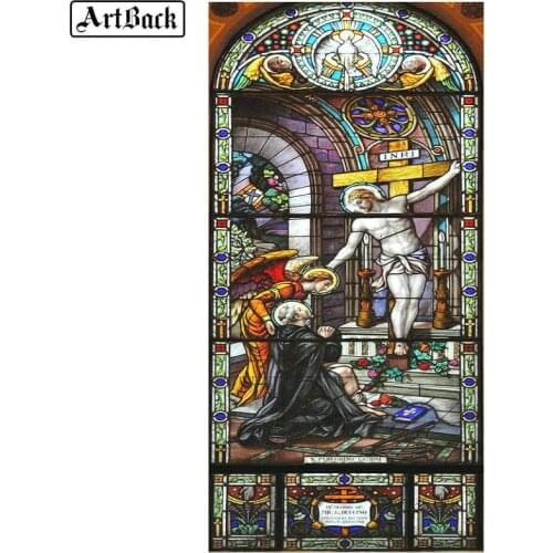 New 5d diy diamond painting jesus portrait full square drill christian glass window sticker diamond mosaic religious home decor