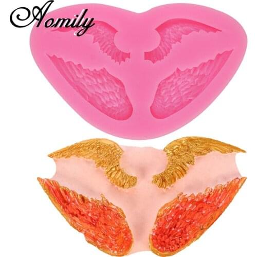Aomily 3D Angel Wings Silicone Mold Fondant Molds Chocolate Candy Biscuits Moulds DIY Cake Molds Cake Decoration Baking Tools