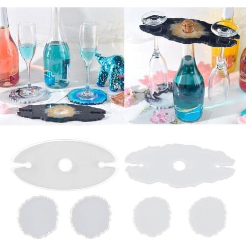 DIY Irregular Wine Rack Resin Art Mold Crystal Epoxy Resin Mold Silicone Red Wine Tray Mold Shaped Wine Glass Rack Coaster Mold