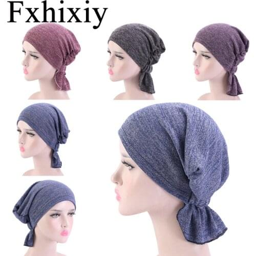 New Muslim Women Cotton Breathable Bandana Headscarf Pre Tied Turban Hats Headwear Headwrap Cap for Cancer Patients