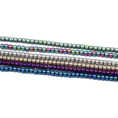 Natural Stone Hematite Beads Geometry Cylinder Spacer Flat Round Loose Beads Making DIY Jewelry Bracelet Neckalce Supplies