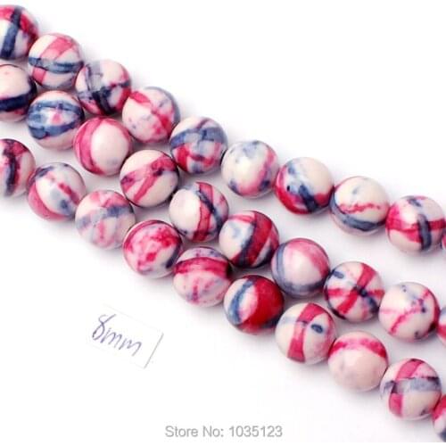 High Quality 8mm Pretty Round Shape Mixed Color Stone DIY Loose Beads Strand 15" DIY Creative Jewellery Making w3341