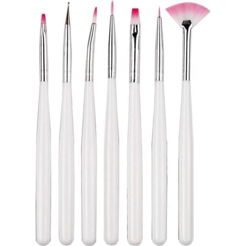 BVGfive 7pcs/set Nail Painting Brush Pen UV Gel Acrylic Nail Art Brush Manicure Brushes Dotting Painting White Nail Brush Tool