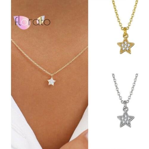 925 sterling Silver Chain Ladies Pentagon-Star Necklace for Women Pendant Necklace Fashion Choker Necklaces Jewelry Simple Gift