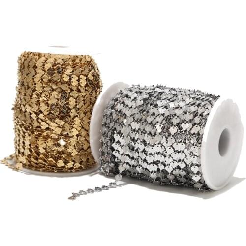 Top quality Gold/silver tone 6MM width Stainless Steel leaf Decorative Chain for DIY jewelry Making Link Chains Findings