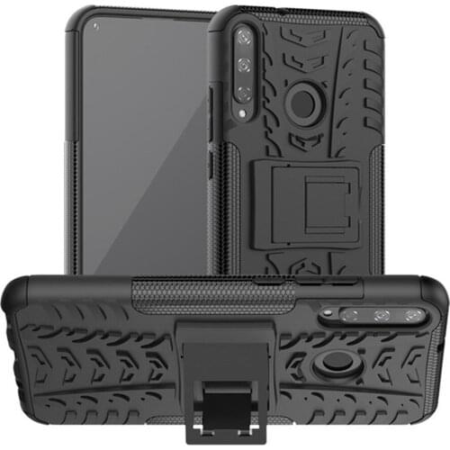 For Huawei Y7P Case Luxury PC + TPU Back Cover Stand Armor ShockProof Case For Huawei P40 Lite E Full Phone Cases