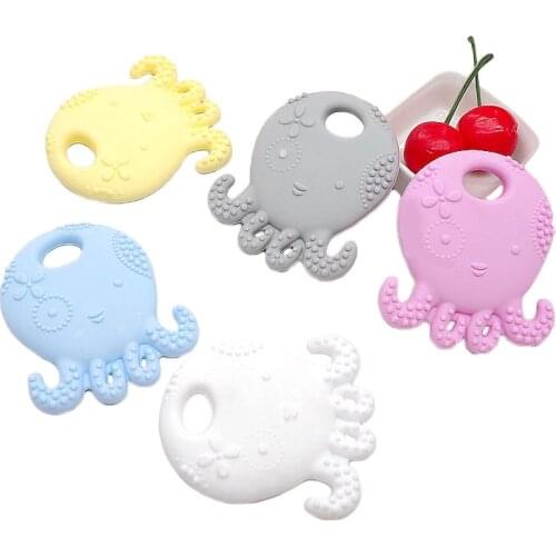 Chenkai 10PCS BPA Free Safe Silicone Octopus Teether Necklace Pendant DIY Baby Teether Dummy Chewable Nursing Teething Toy Jewel
