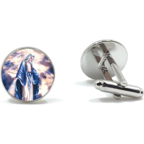 Virgin Mary and Jesus Men Wedding Cufflinks Bridegroom Suit Cuff Links Button Christian Cufflinks Jesus Christian Jewelry