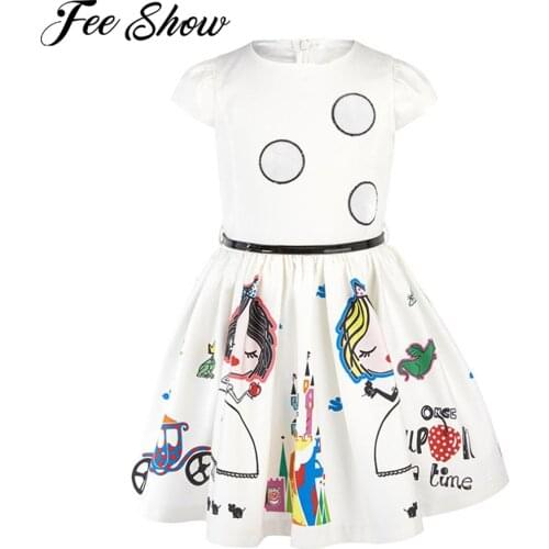 Toddler Kids Baby Girl Dress Summer Cotton Casual Short Sleeve Princess Party Dresses Girls Cartoon Graffiti Print A-line Dress