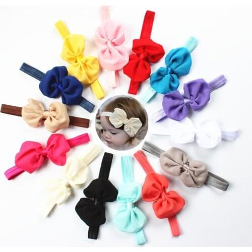 New Bow Elastic Hairband born Cute Colorfuls Babys Girls Hair Wrap Ribbon headdress Solid color Kids Headwear Hair Accessories