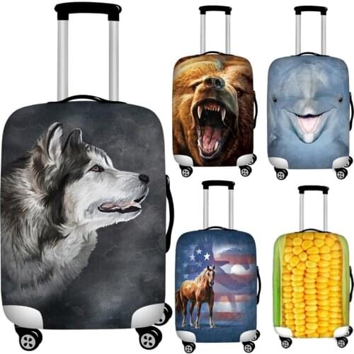 Twoheartsgirl Alaskan Malamute Bear Horse Dolphin Luggage Covers Elastic 18-32inch Travel Suitcase Cover Travel Accessories
