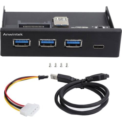 33S50-RTK 3 in 1 Card Reader USB 3.0 Front Panel Media Type-C Dual USB 3.0 Port Hub Dashboard PC Front Panel with Power Cable