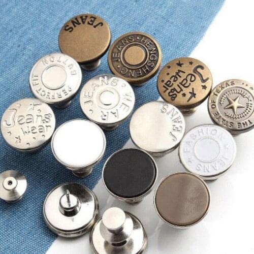 2PCs Retro Metal Jeans Buttons Snap Fastener Clothing Perfect Adjust Self Waist Free Nail Twist Sewing Accessories Craft