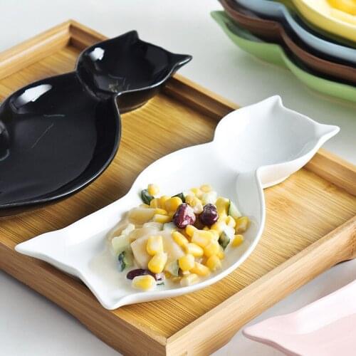 Creative Cartoon Cat Plate Ceramic Dishes Cute Animal French Fries Snack Plate Dim Sum Plate Sushi Snack Breakfast Plate