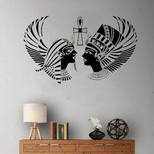 Creative Pharaoh Ancient Pattern Egyptian King Queen Head Wall Decoration For Home Bedroom Wall Decal Egypt Vinyl Sticker ph617