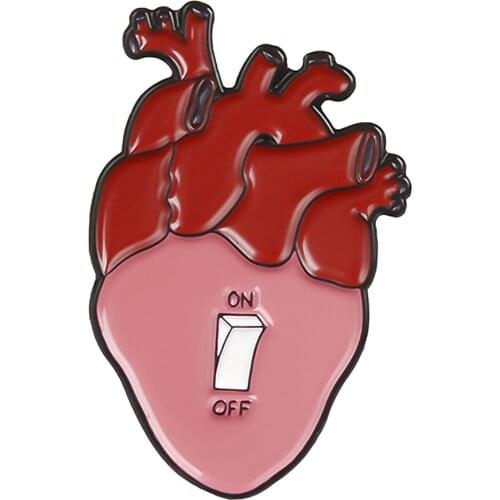 Red Heart Metal Enamel Brooch Creative Fashion Switch Heart Badge Pin Fun Trendy Doctor Nurse Dress Backpack Jewelry Gift