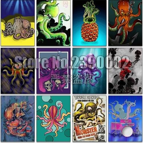 Cartoon 5D DIY Diamond Painting Octopus Full Diamond Mosaic Stickers Diamond Embroidery Needlework Home Decor Christmas Gifts