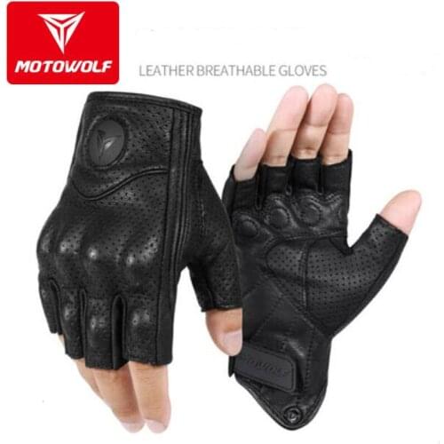 2021 summer New Genuine Leather motocross Motorcycle gloves retro half-finger motorcycle glove rider off-road riding equipment