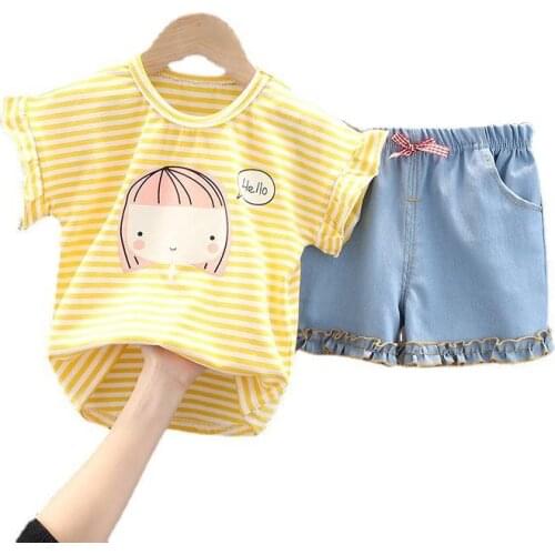 New Summer Baby Girl Clothes Children Cute Fashion T-Shirt Shorts 2Pcs/Sets Toddler Sport Casual Costume Outfits Kids Tracksuits