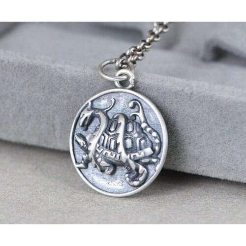 New Silver 925 Retro Necklace Pendant for Women Fashion Round Slide Pendants Wholesale Party Jewelry Chain Jewelry Accessories