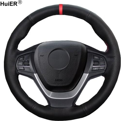 HuiER Hand Sewing Car Steering Wheel Cover Braid on the Steering-Wheel For BMW F25 X3 2011 2012 - 2015 F26 X4 2014 2015 2016