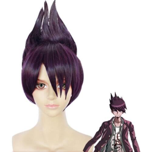 Anime Purple Short Wig Danganronpa V3: Killing Harmony Momota Kaito DarkCosplay Costume Dangan Ronpa Synthetic Hair Party Wigs