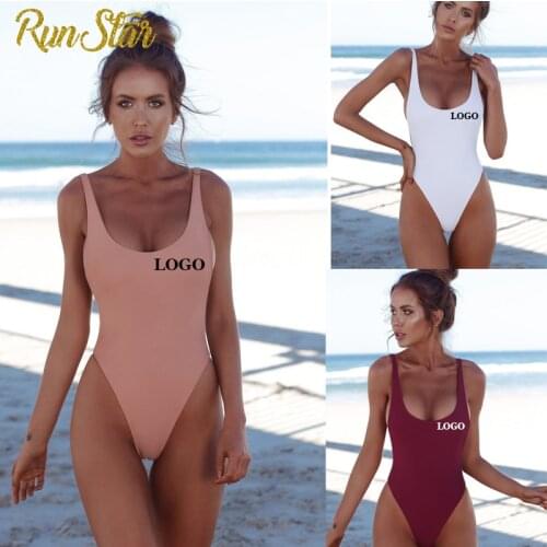 Custom Logo Badmode Vrouwen Bikini Sexy Bodysuit Een Stuk Badpak Vrouwen Beachwear Hoge Cut Low Back Badpak Female Summer