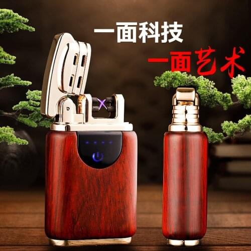 Jabon Portable Pandalwood Dual Arc Lighter With Touch Panel And Power LED USB Rechargeable Cigarette Accessories Gift For Men