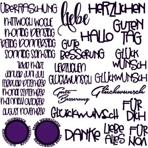 Daily German Words Phrases Metal Cutting Dies New 2019 for DIY Scrapbooking Embossing Decorative Crafts Supplies Cards Making