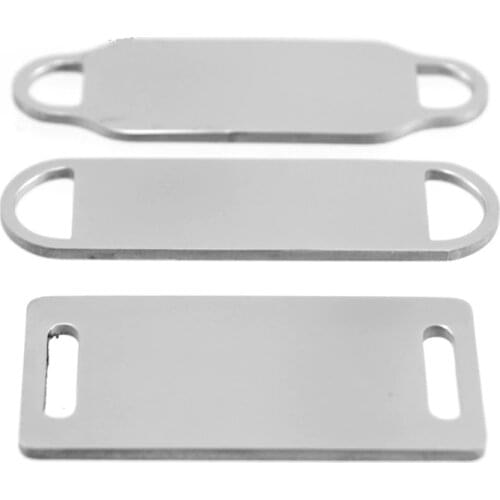 100% Stainless Steel Plates Blank For Engraving Metal Tag Connector For Bracelet Jewelry Making High Polished Wholesale 50pcs
