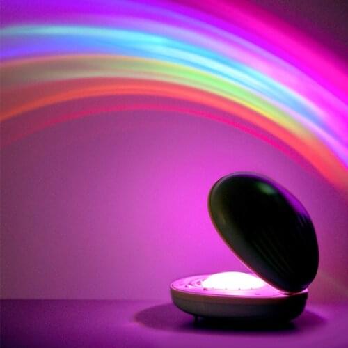 Rainbow Projector Light 7 Color Romantic Star Projection Creative Rainbow Night Light For Room Decoration Bedside Table Lamp