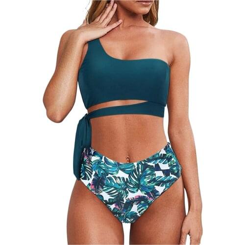 Sexy Bikinis Set Push Up Swimwear Women Gradient Print Swimsuit One Shoulder Bathing Suit Plus Size Swimming Suit For Women