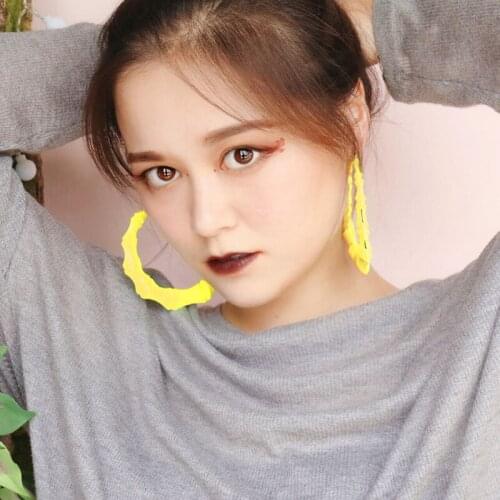 Orecchini Earings Oorbellen Maxi Big Circle Creole Hoop Earrings Fluorescent-color Large Bamboo Wives For Famale Jewelry