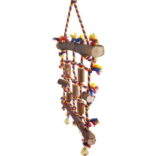 Natural Solid Wood Parrot Climbing Net Climbing Ladder Parrot Biting Toy Bird Pet Supplies Bird Cage Accessories