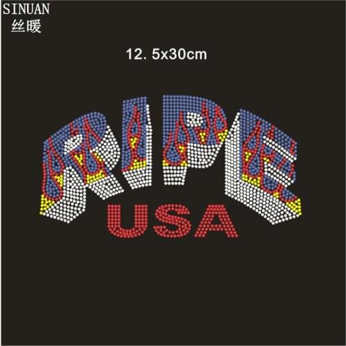 SINUAN Rhinestone Motif Designs Hot-Fix Glass Crystal Flatback Patches Applique Motif Rhinestones 10Pieces Stripes For Clothes