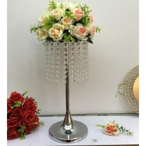 Wedding party flower display holder Sparkling crystal Flower Vase crafts Floral Stand Columns For wedding Table centerpieces