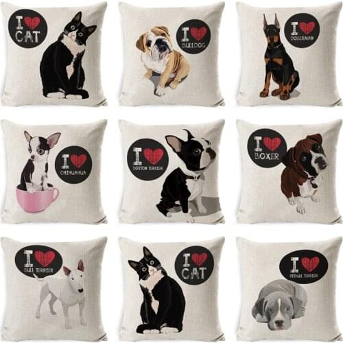 Dachshund Dog Cushion Covers Sausage Dog Painting Cotton Linen Decorative Pillow Covers Bedroom Sofa Home Decoration 45X45cm