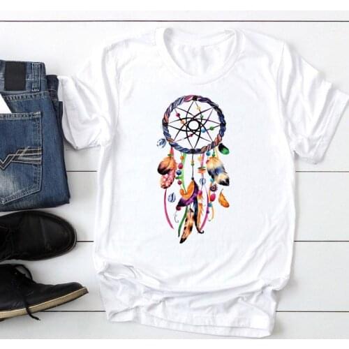 Women Feather Watercolor Aesthetic Vintage Fashion Cartoon Summer Lady Print Tee Graphic T Top Female Tshirts Clothes T-Shirt