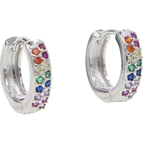 Gold Silver color Bohemia Geometric Round Zircon Hoop Earrings For Women Party Fashion Jewelry Accessories Gift