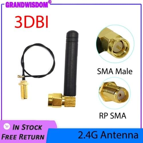 2.4 GHz Antenna wifi 5dBi SMA Male Connector 2.4ghz antena for Router Wi fi Booster +21cm RP-SMA to ufl./ IPX 1.13 Pigtail Cable